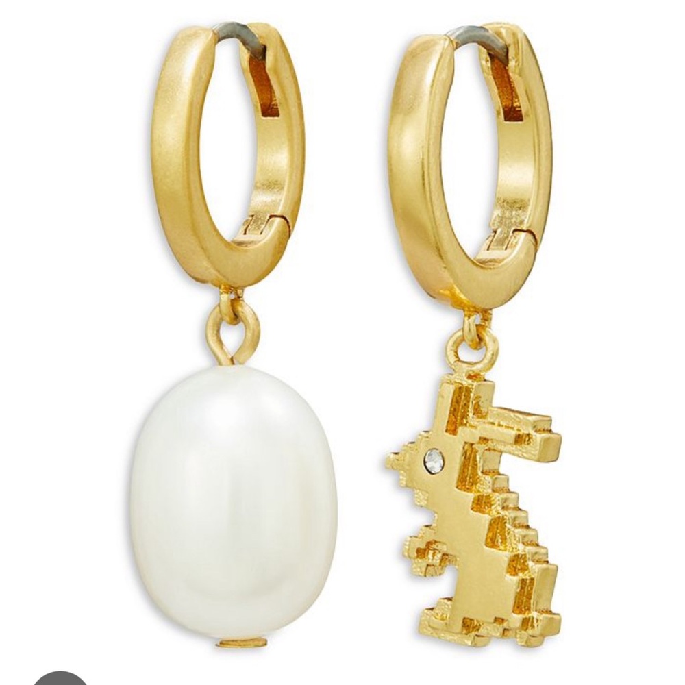Tory Burch rabbit and pearl earrings